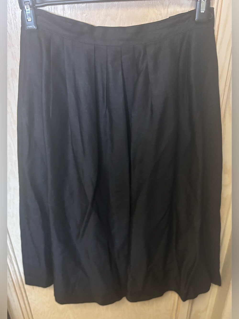 Women 100% Linen Midi A Line Skirt - Sarah Rowland - Black Cottagecore Sz‎ 12P